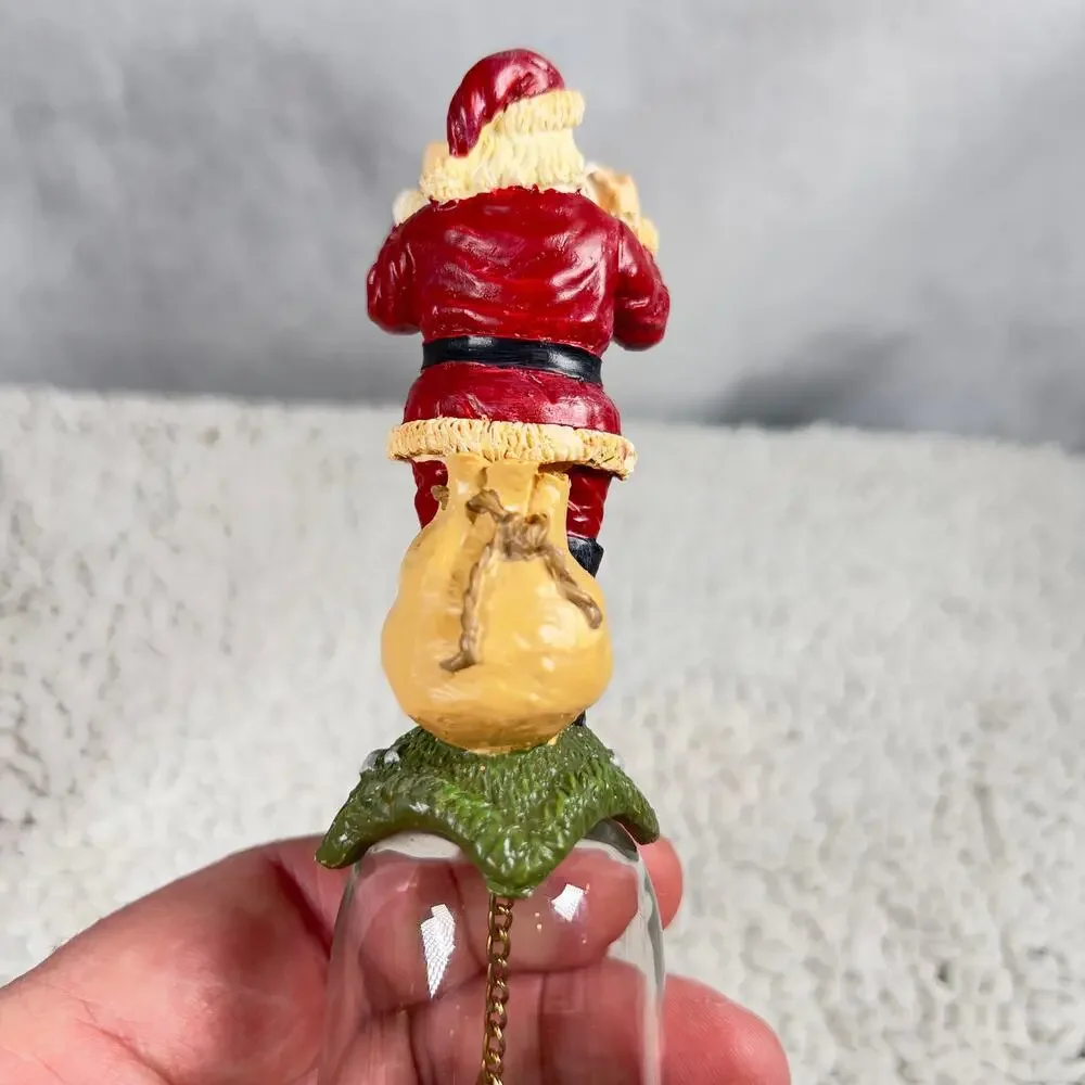 Novelino Christmas Through The Ages Glass Bell Resin Topper 1992 Modern Santa